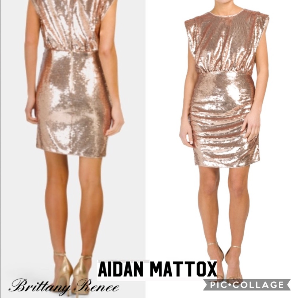 NWT AIDAN MATTOX BLOUSON SEQUIN SHEATH